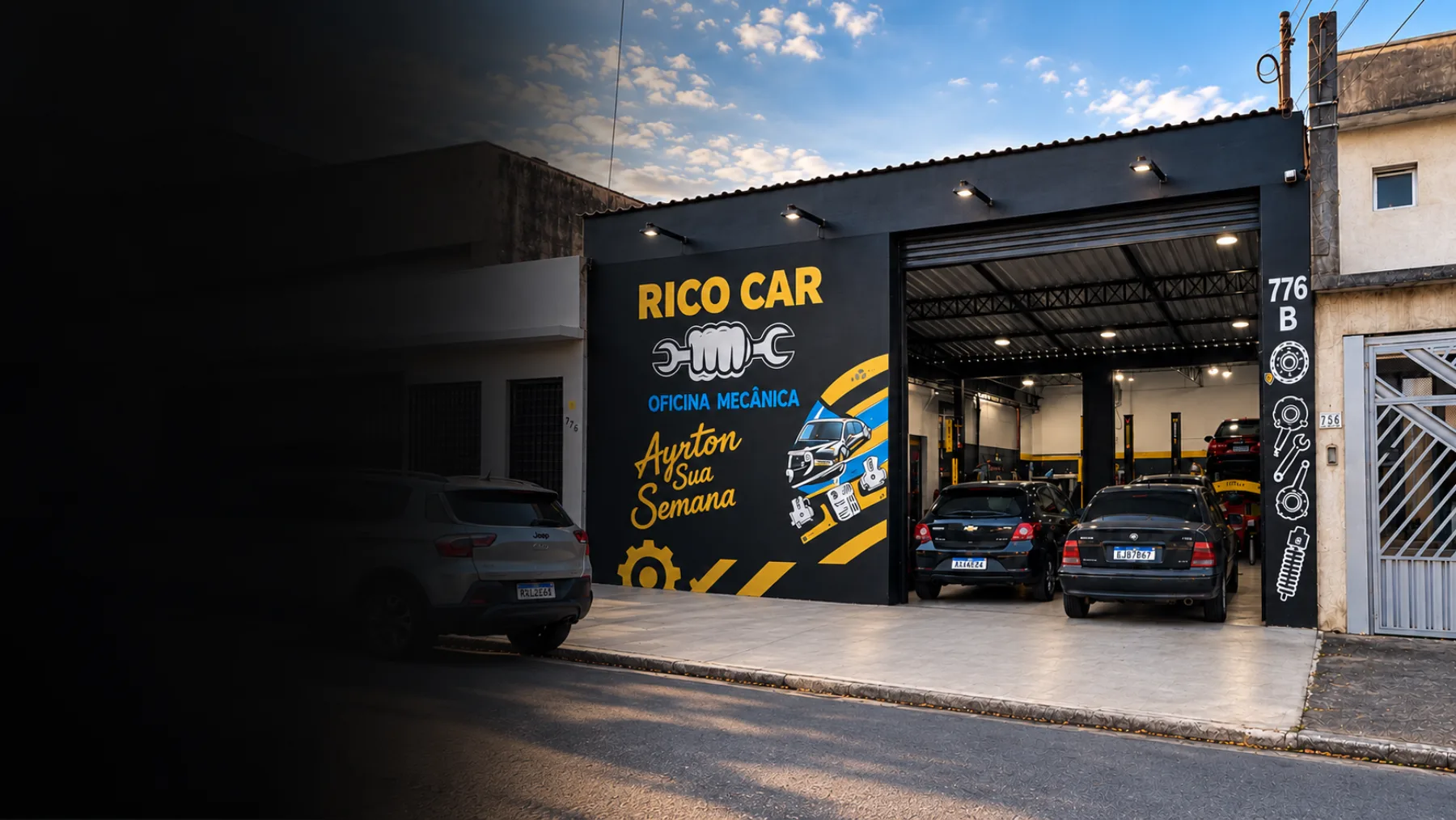 Fachada da Oficina Mecânica Rico Car em São Paulo